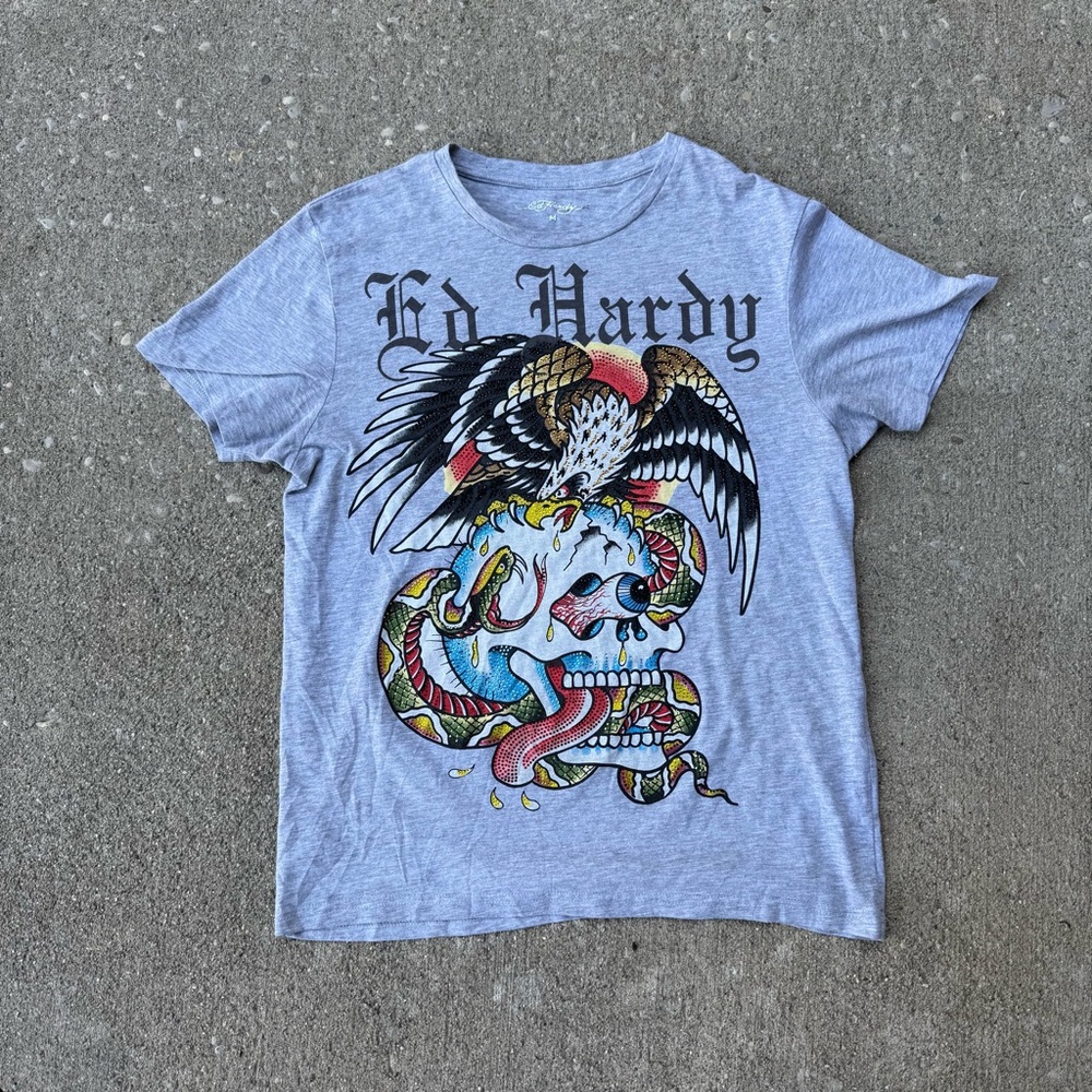 Bedazzled Ed Hardy Skull Shirt Size Medium